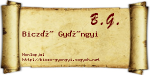 Biczó Gyöngyi névjegykártya